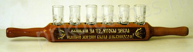 Подставка под стопки в комплекте с хрустальными рюмками Выпьем за то, чтобы зебра нашей жизни была альбиносом! - фото