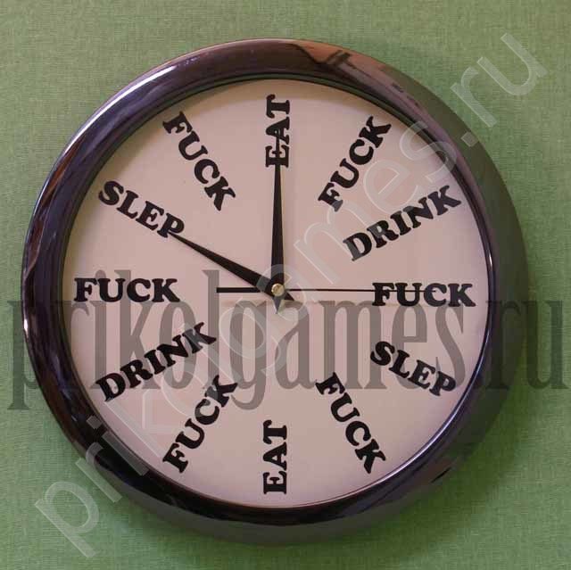 Прикольные настенные часы большие EAT DRINK FUCK - фото