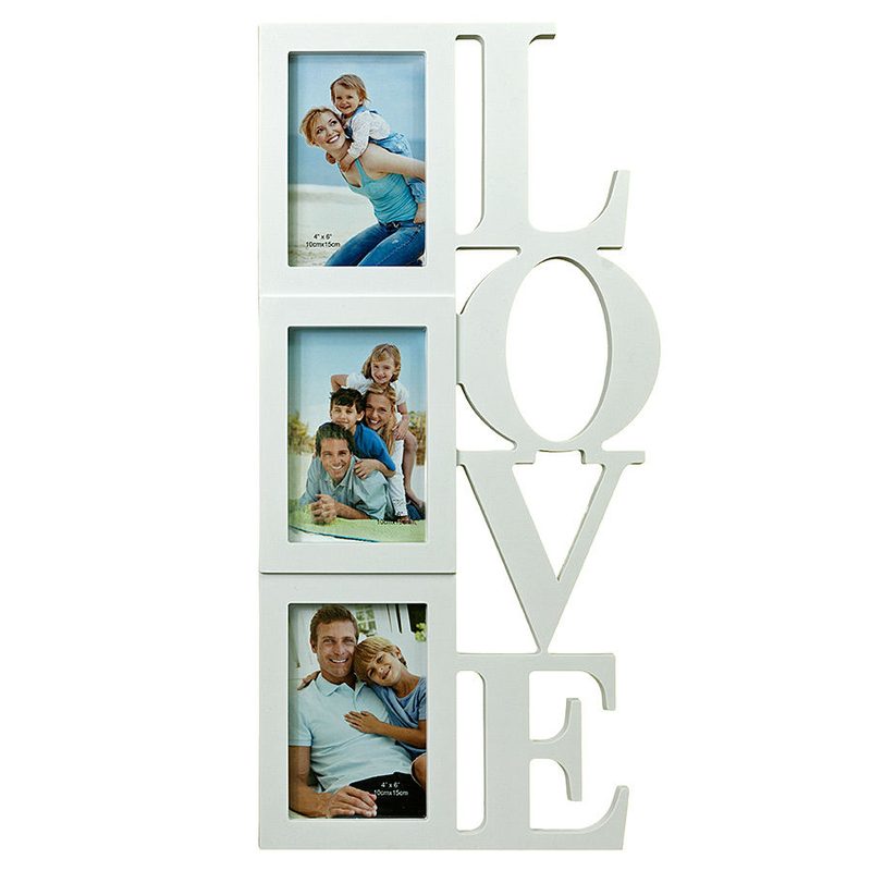 Фоторамка Love белая три фотографии. - фото