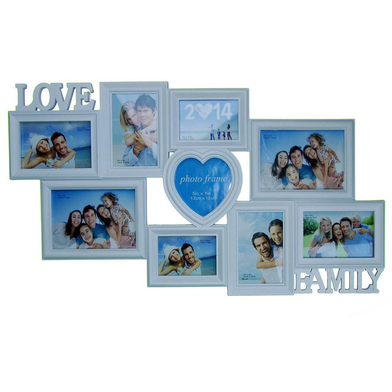 Фоторамка Love family на девять  фотографий белая. - фото