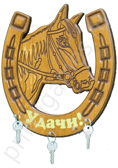 Ключница настенная Подкова с конем:  Удачи. - фото