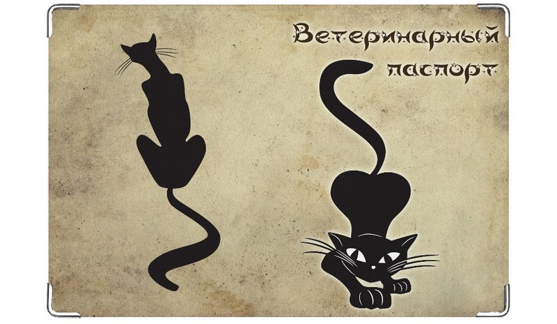 Обложка на ветеринарный паспорт Чёрная кошка - фото