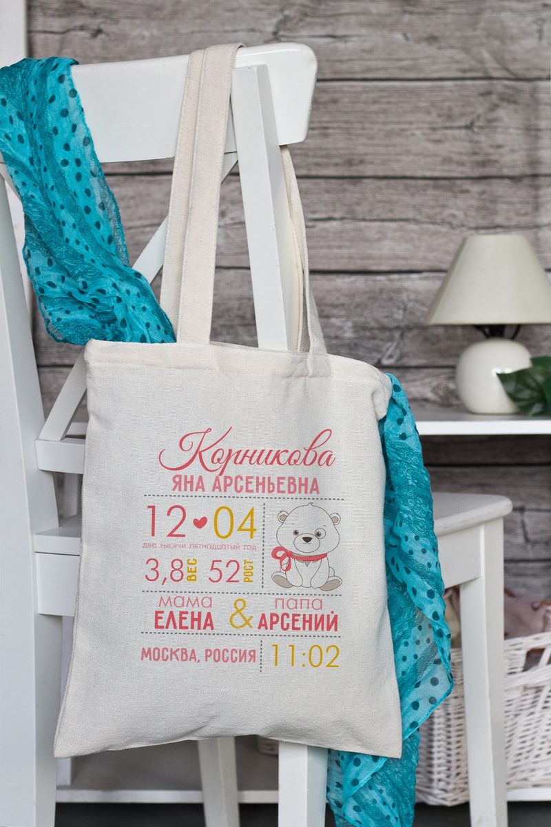 Сумка с Вашим текстом Первая визитная карточка - фото