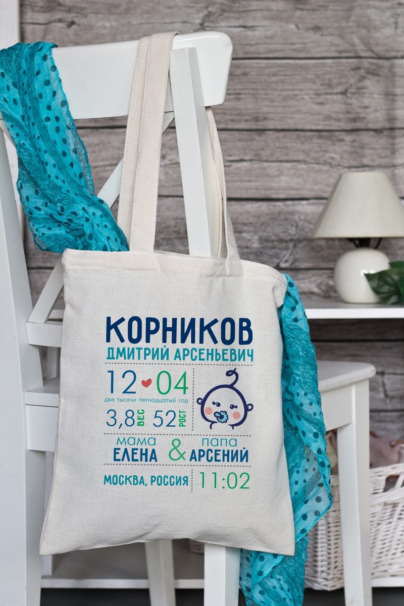 Сумка с Вашим текстом Первая визитная карточка - фото
