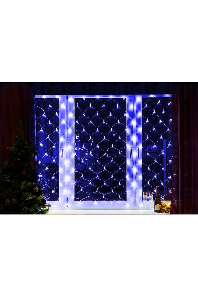 Гирлянда 1,5х1,5м 150 LED Синие Сеть - фото