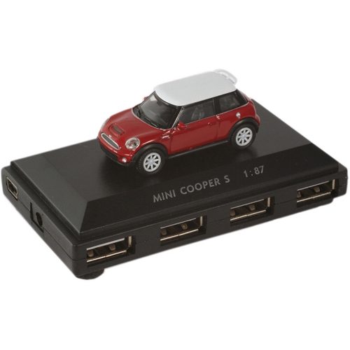 Разветвитель USB Flash Hub Mini Cooper S красный - фото