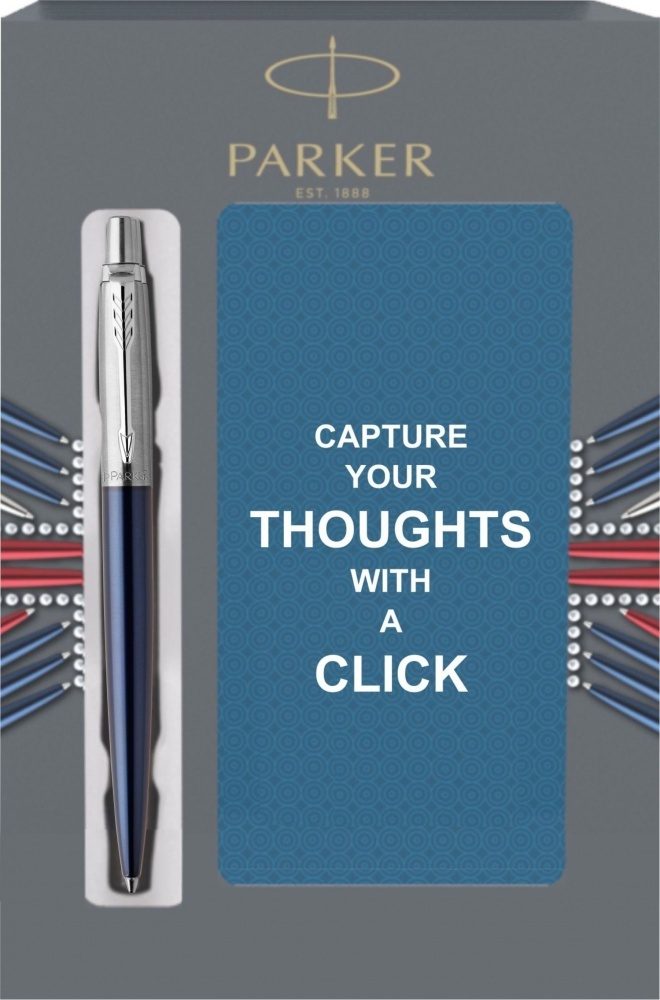 Подарочный набор с блокнотом и Шариковая ручка Parker Jotter Essential, Royal Blue CT - фото