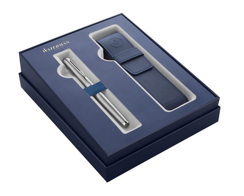 Подарочный набор  Waterman Hemisphere с перьевой ручкой и чехлом Stainless Steel CT перо M - фото