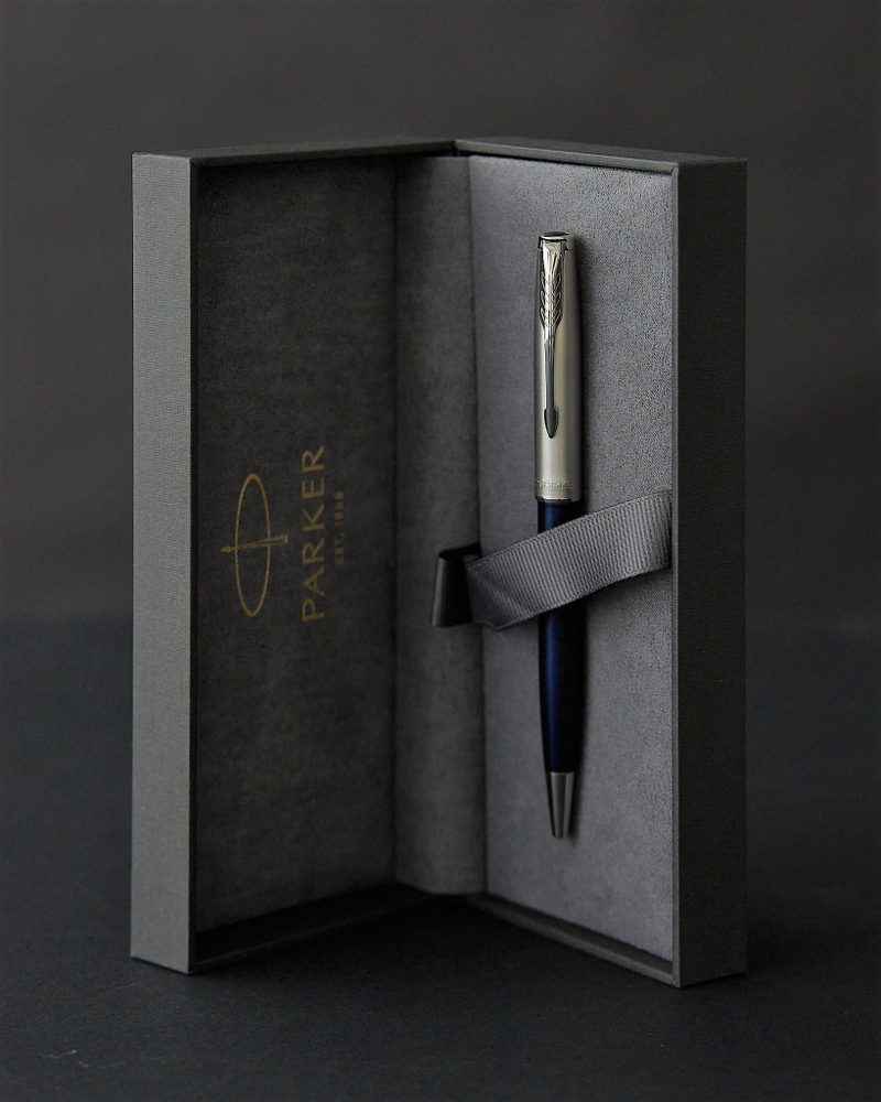 Подарочный набор с шариковой ручкой Parker Sonnet Entry Point Blue Steel и ежедневником с индивидуальной гравировкой - фото