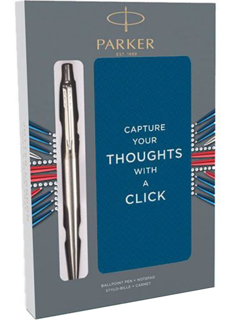 Подарочный набор с блокнотом и Шариковые ручки Parker Jotter St. Steel СT - фото