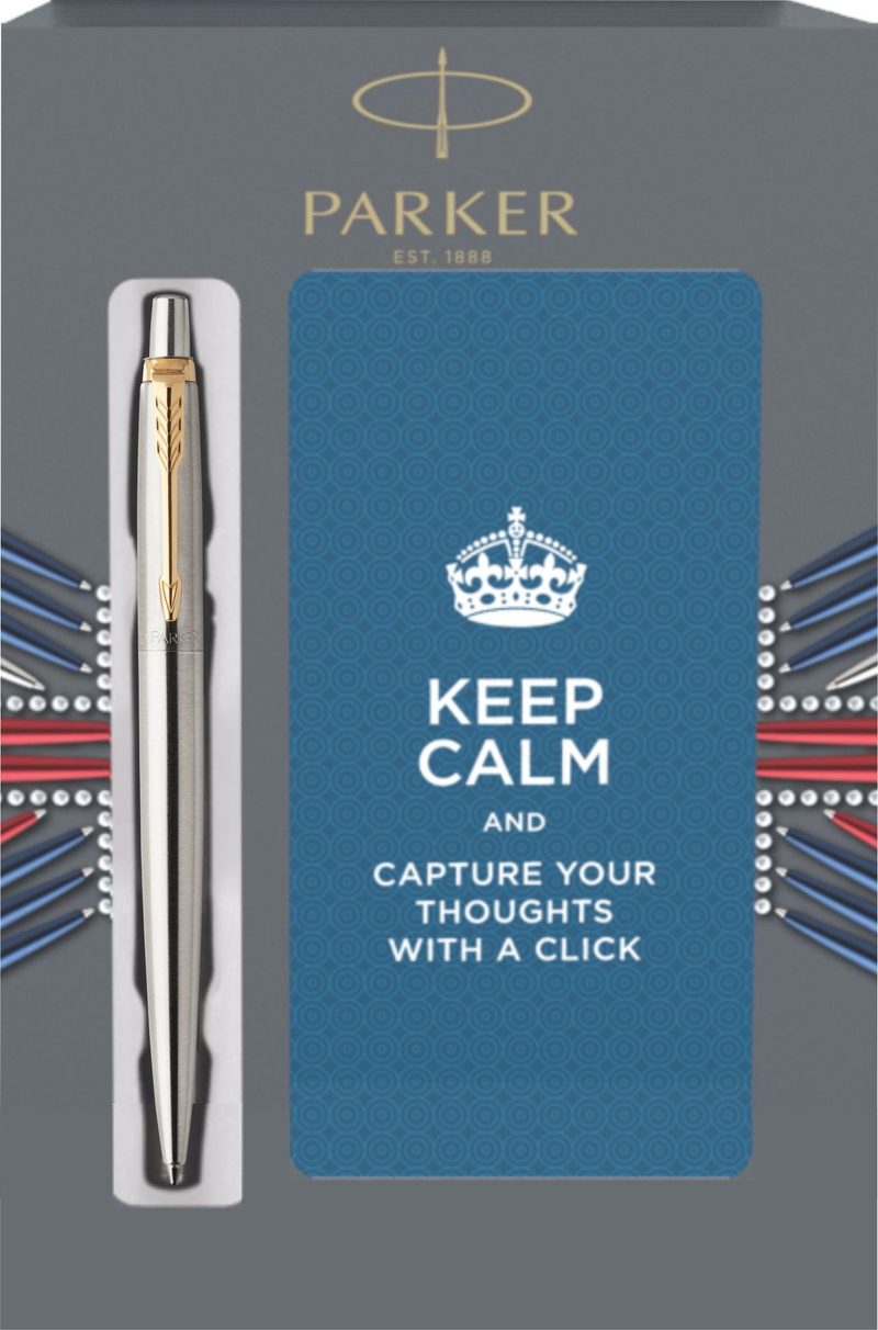 Подарочный набор с блокнотом и Шариковая ручка Parker Jotter Essential, St. Steel GT - фото