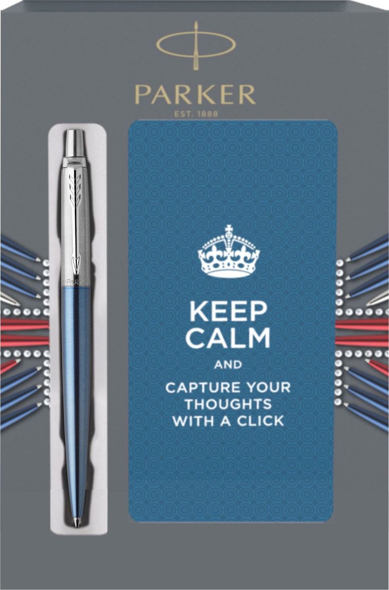 Подарочный набор с блокнотом и Шариковая ручка Parker Jotter Essential, Waterloo Blue CT - фото