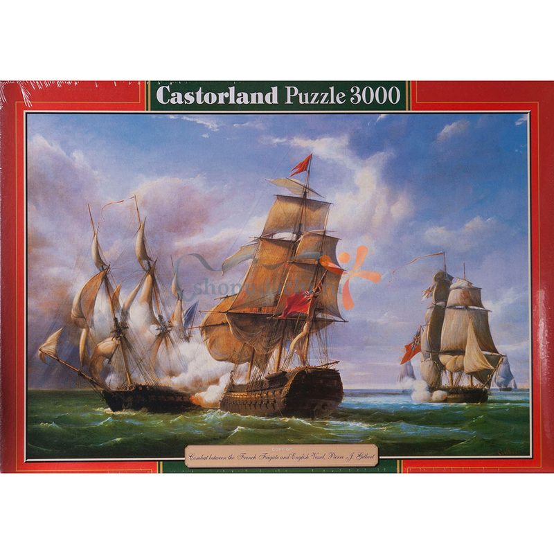 Пазл картина 3000 деталей Castorland: Морское сражение (C-300037) (Copy Combat…, 21st April 1806, P.J. Gilbert) - фото