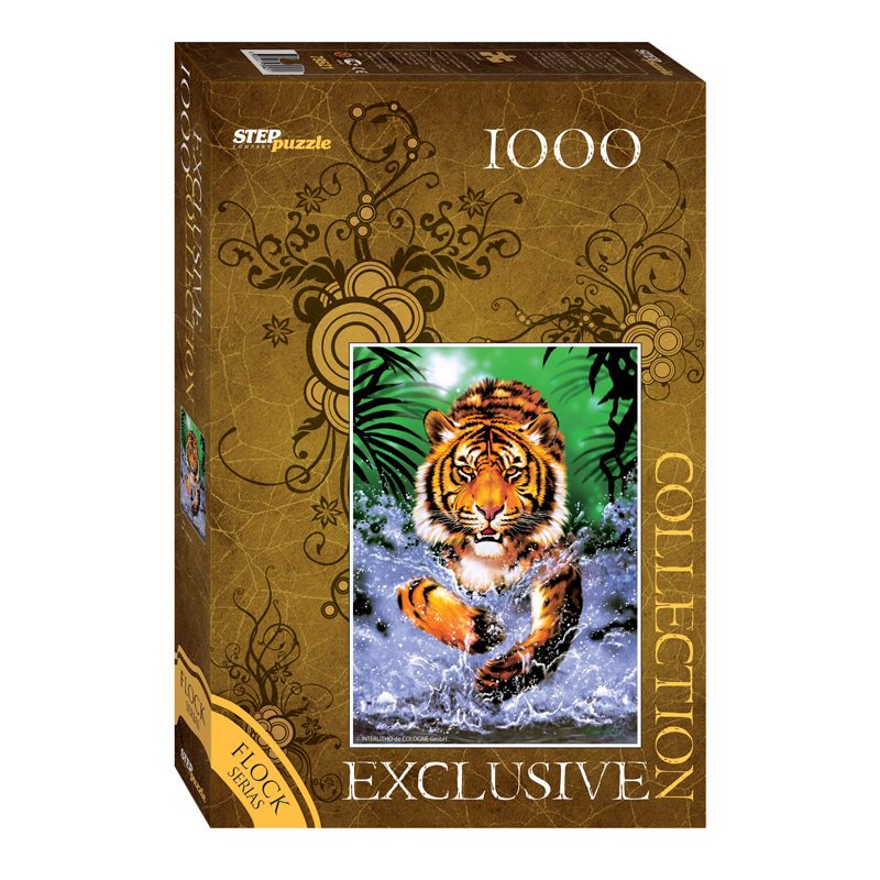 Пазл Степ 1000 деталей: Тигр (Бархатная коллекция) (79521) - фото