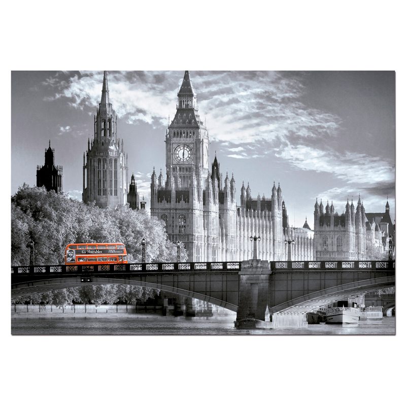 Пазл 1000 деталей Educa: Лондонский автобус (15180) -- London bus - coloured black & white - фото