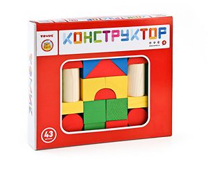 Детский деревянный конструктор Томик - 43 деталь - Цветной - фото