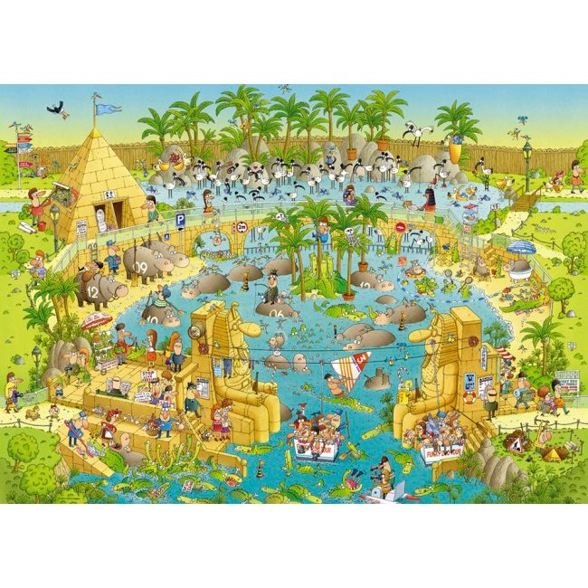 Пазл Heye 1000 деталей: Нильский зоопарк (29693) -- Degano: Funky Zoo - Nile Habitat - Нильский зоопарк - фото