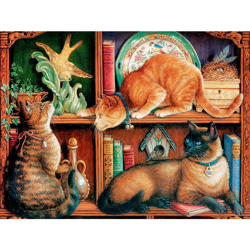 Пазл Cobble Hill 500 деталей: Кошки на полке (52096) -- Cat Shelf - Janet Kruskamp - фото