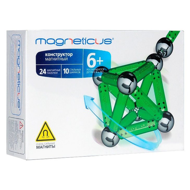 Магнитный конструктор Magneticus (Магнетикус) - 34 элемента (зеленый) МК-0034G - фото