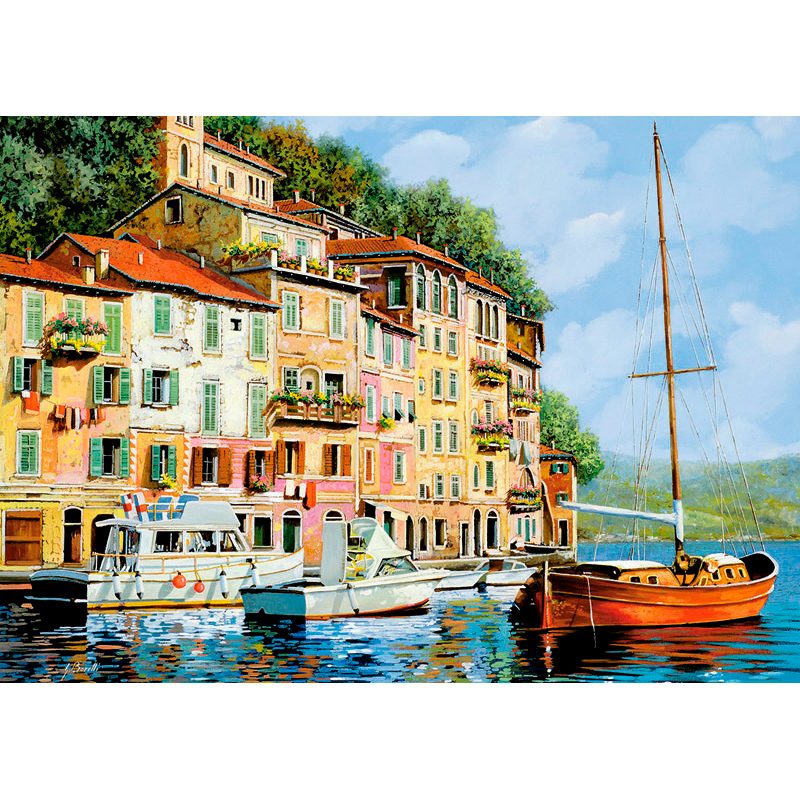 Пазл 2000 деталей Educa: Красная лодка, Гвидо Борелли (16776) -- La Barca Rossa alla Calata, Guido Borelli - фото