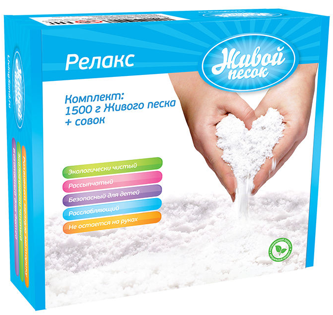 Масса для лепки ЖИВОЙ ПЕСОК Релакс 1500 г. и лопатка - фото