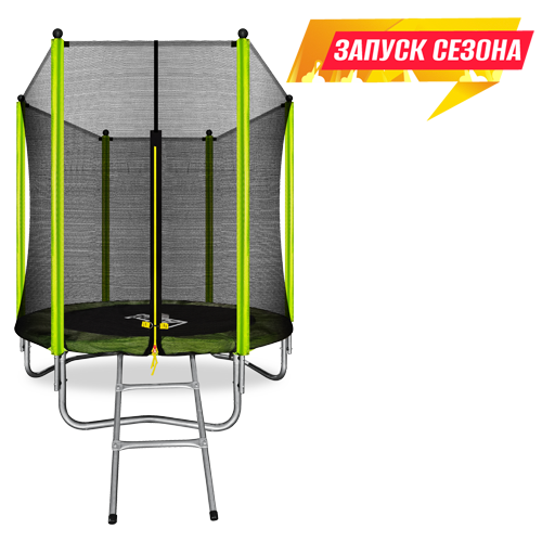 Батут 6FT с внешней страховочной сеткой и лестницей, светло-зеленый, ARLAND ARL-TN-0603_O_LG - фото