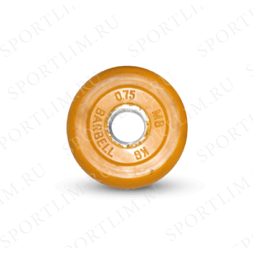0.75 кг диск (блин) MB Barbell (желтый) 26 мм. - фото