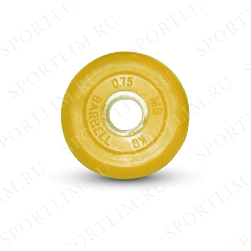 0.75 кг диск (блин) MB Barbell (желтый) 31 мм. - фото