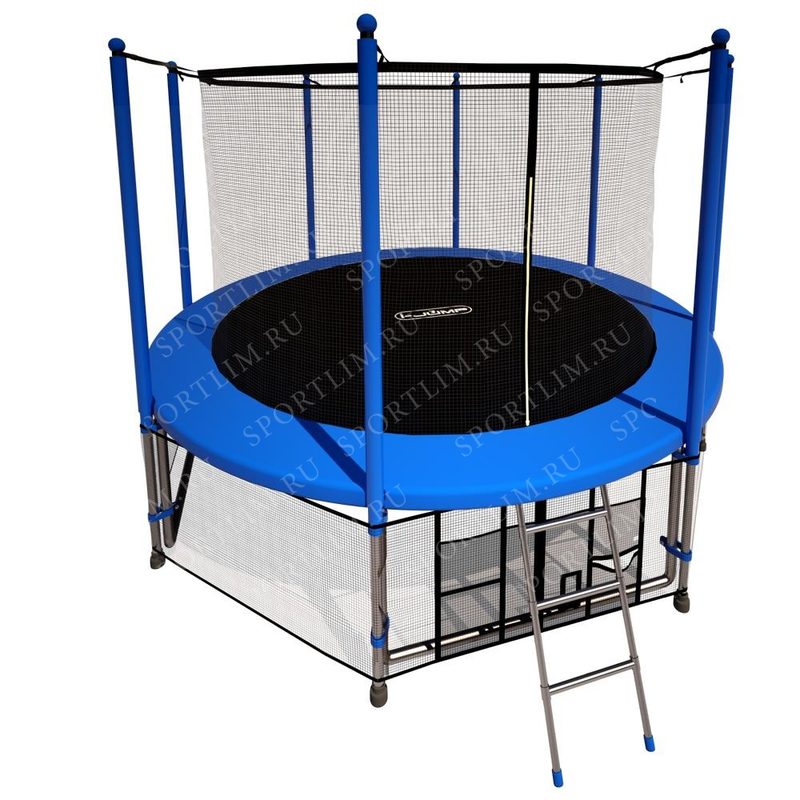Батут i-JUMP 12ft 3,66м с нижней сетью и лестницей (blue) - фото
