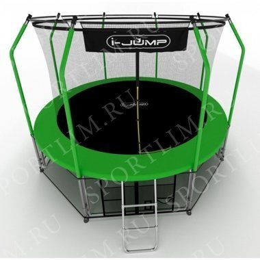 Батут i-JUMP 8ft 2,44м с нижней сетью и лестницей (green) - фото