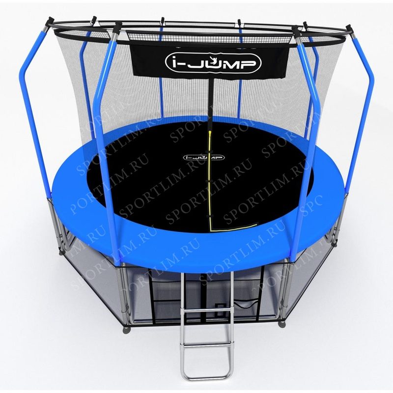 Батут i-JUMP Elegant 8ft 2,44м с нижней сетью и лестницей (green) - фото