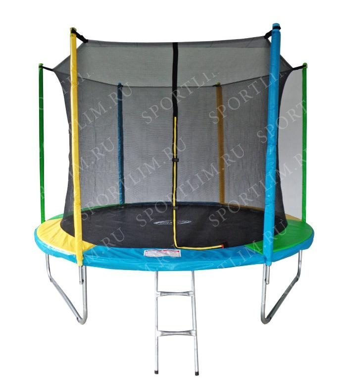 Батут SportElite 3,05м с защитной сеткой внутрь и лестницей, мульти, MZ-10FT-M - фото