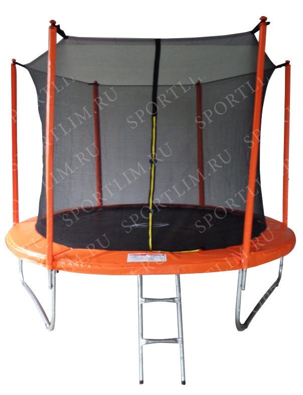 Батут SportElite 3,05м с защитной сеткой внутрь и лестницей, оранжевый, MZ-10FT-O - фото