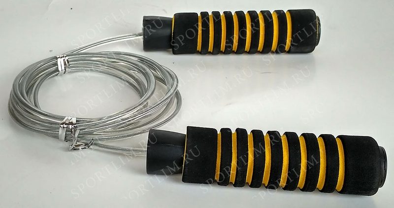 Скакалка скоростная Неопрен/ маталл.трос с подшипником 2,8 м. (желтая) R18153-3 - фото