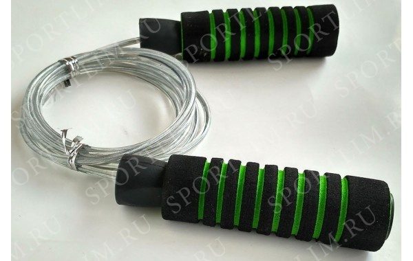Скакалка скоростная Неопрен/ маталл.трос с подшипником 2,8 м. (зеленая) R18153-4 - фото