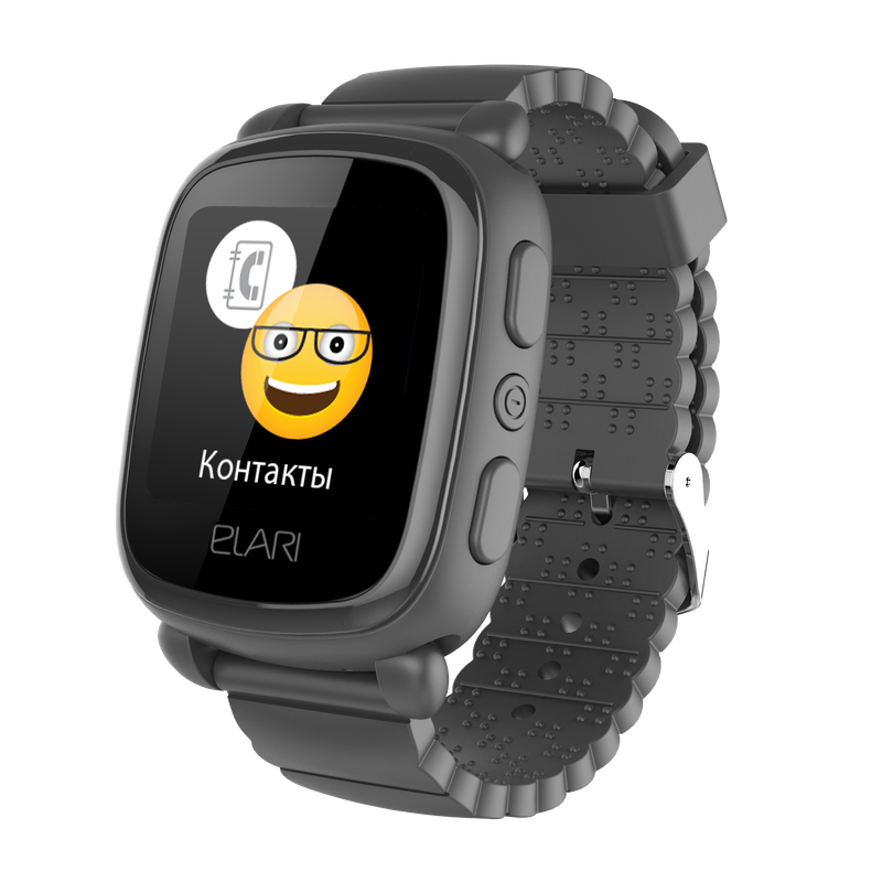 Elari KidPhone 2, детские часы-телефон с GPS/ГЛОНАСС/LBS-трекингом и сенсорным дисплеем (черный) - фото