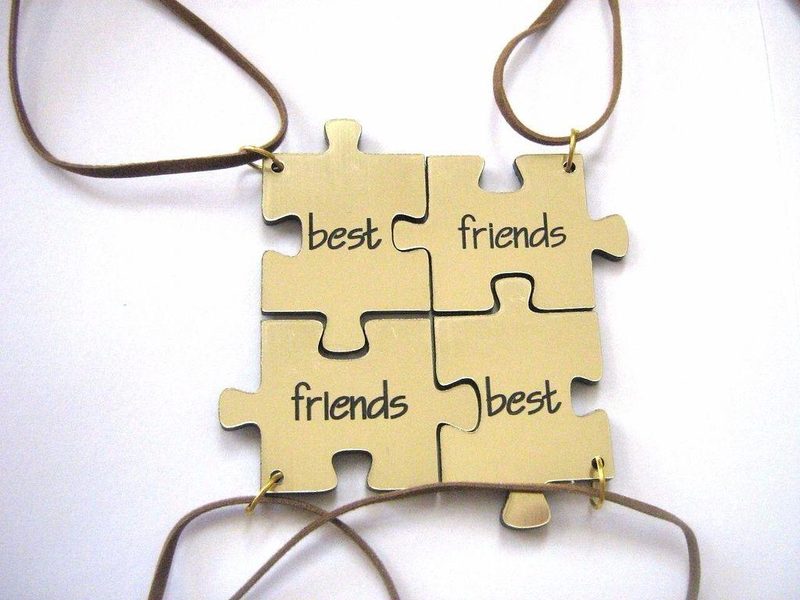 Брелки Best Friends, пазлы 4 шт, для четырех друзей, золотистые - фото