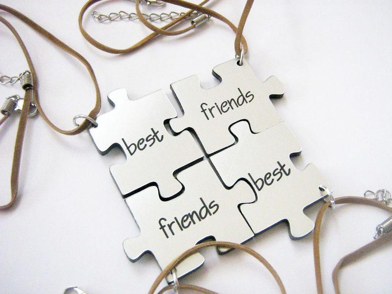 Брелки Best Friends, пазлы 4 шт, для четырех друзей, серебристые - фото
