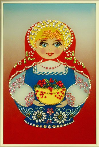 Картина с кристаллами Swarovski  Матрешка - фото
