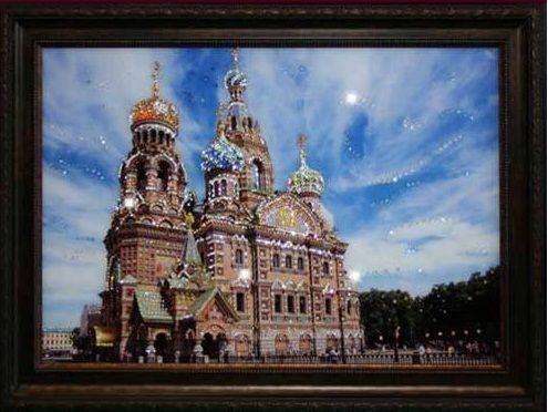 Картина с кристаллами Swarovski  Храм Спаса-на-Крови - фото