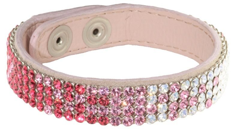 Браслет кожаный с кристаллами Swarovski Сияние, радуга - фото