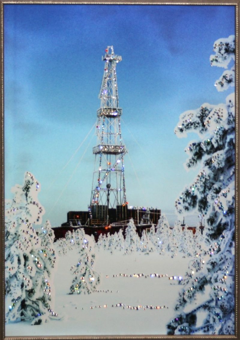 Картина с кристаллами Swarovski Нефтяная вышка - фото