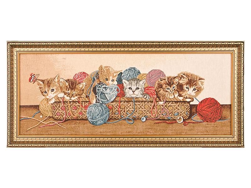 Гобеленовая картина клубные котята 94*42см. - фото