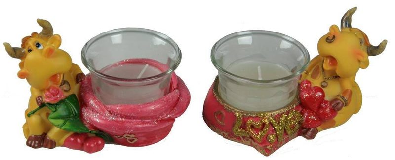 Подсвечник Коровка-валентинка 12*8*8см - фото
