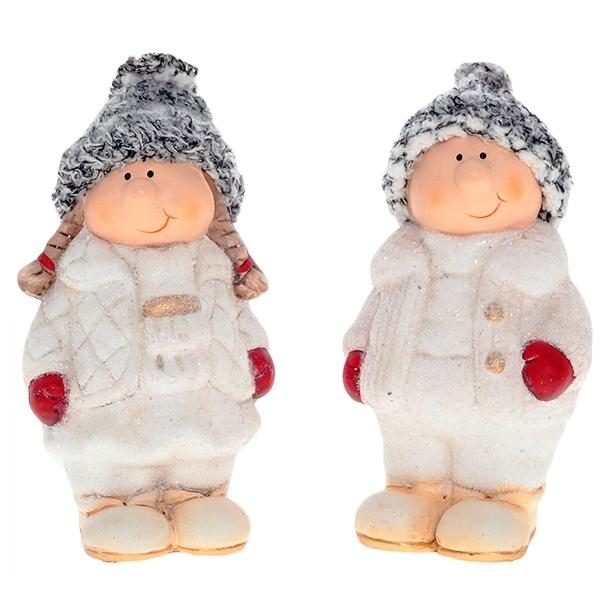 Фигурка декоративная Мальчик/девочка, H 15,5 см, 2в. - фото