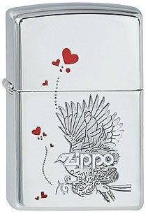 Зажигалка Zippo 4*6см. Птица с сердцем - фото