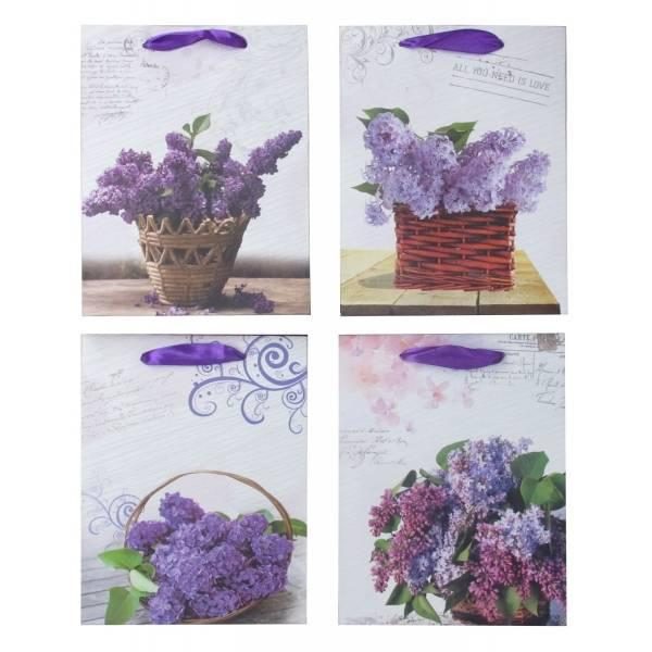 Пакет подарочный (бумага, плотность 230г/м2, блок 12шт), L18 W10 H23 см, 4 в. - фото