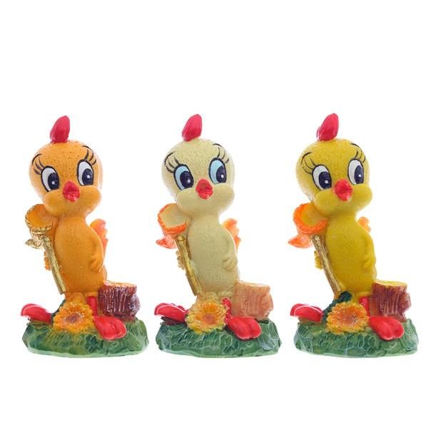 Фигурка декоративная Цыпленок, L4,2 W3,5 H8,2см,3в - фото