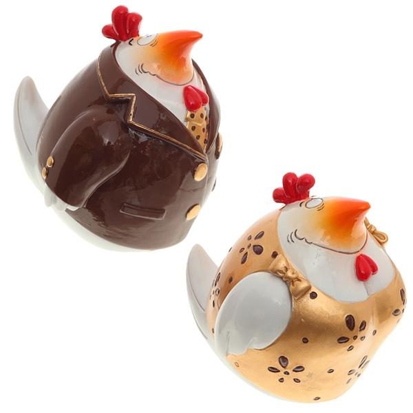 Фигурка декоративная Петух, Курица, 7х8х7,5 см, 2 в. - фото