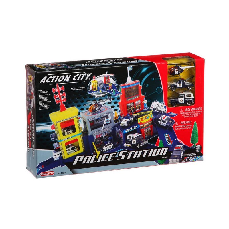 Игровой набор Realtoy Полицейский участок, в компл. 2 машины и вертолет - фото